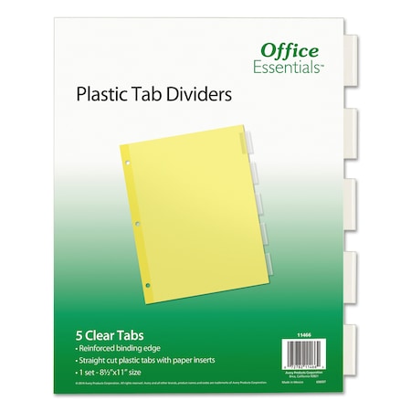 Office Essentials Plastic Insertable Dividers, 5-Tab, Letter 11466